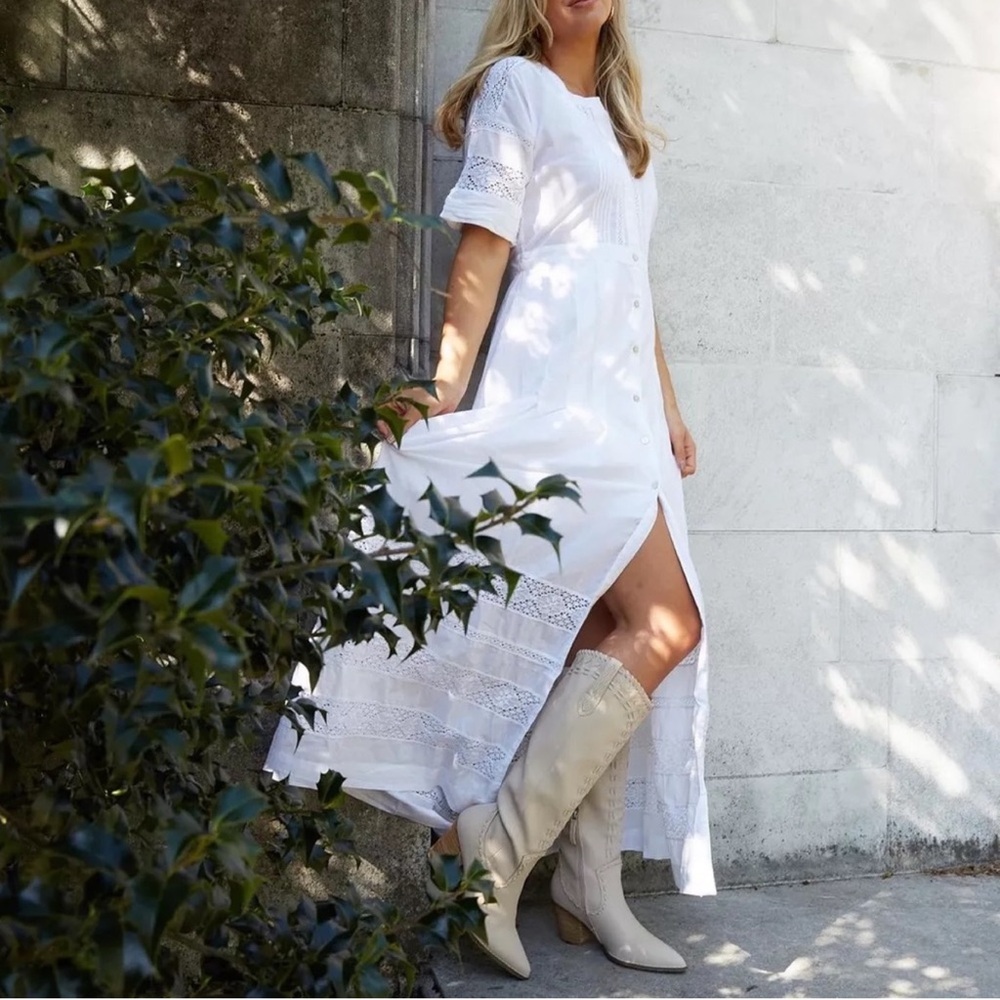 Love Shack Fancy Edie‎ Midi Dress White XL